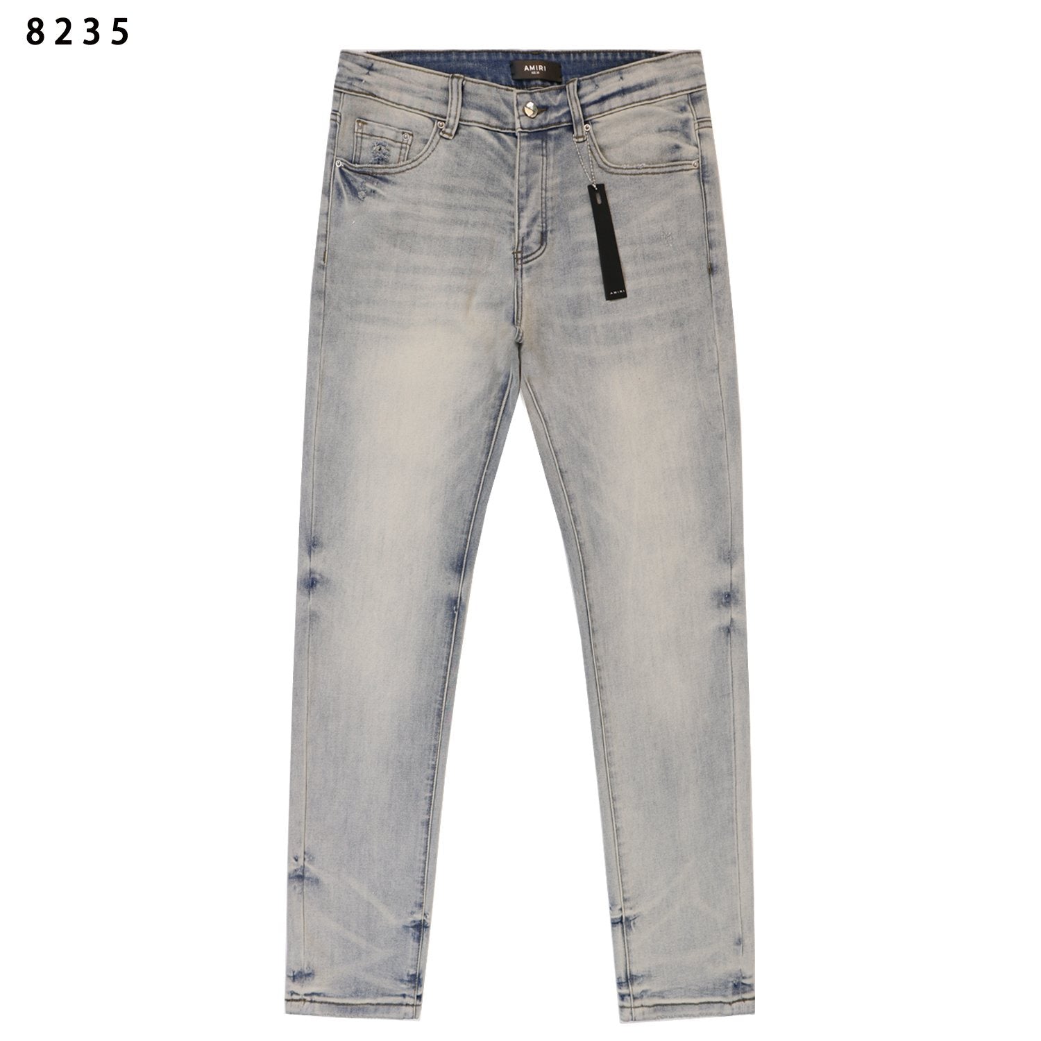 Amiri Light Blue Distressed Slim Jeans — hero