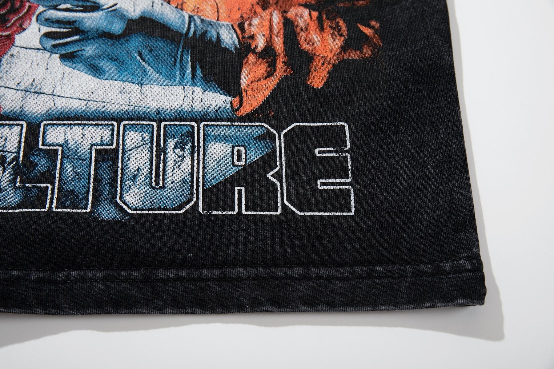 MAJESTIK Washed Black Rhinestone Graphic T-Shirt — detail