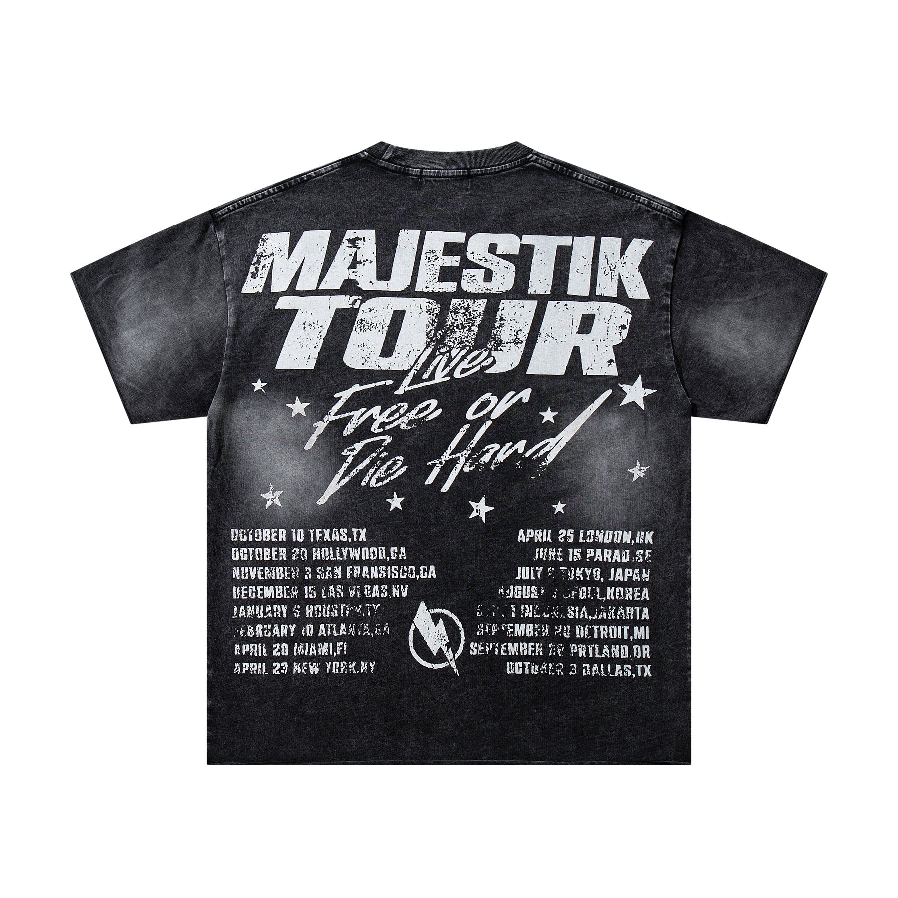 MAJESTIK Washed Black Tour Graphic T-Shirt — back