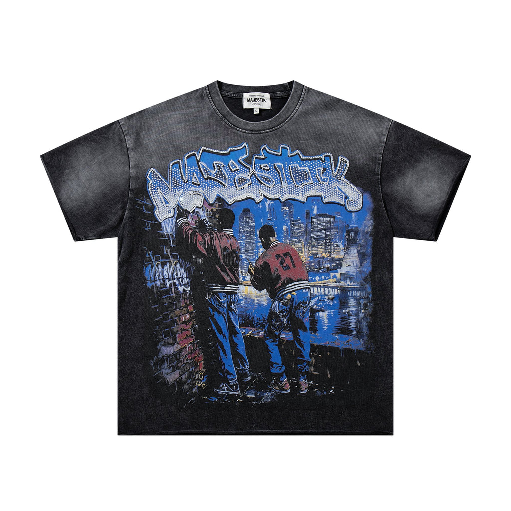 MAJESTIK Washed Black Tour Graphic T-Shirt — hero