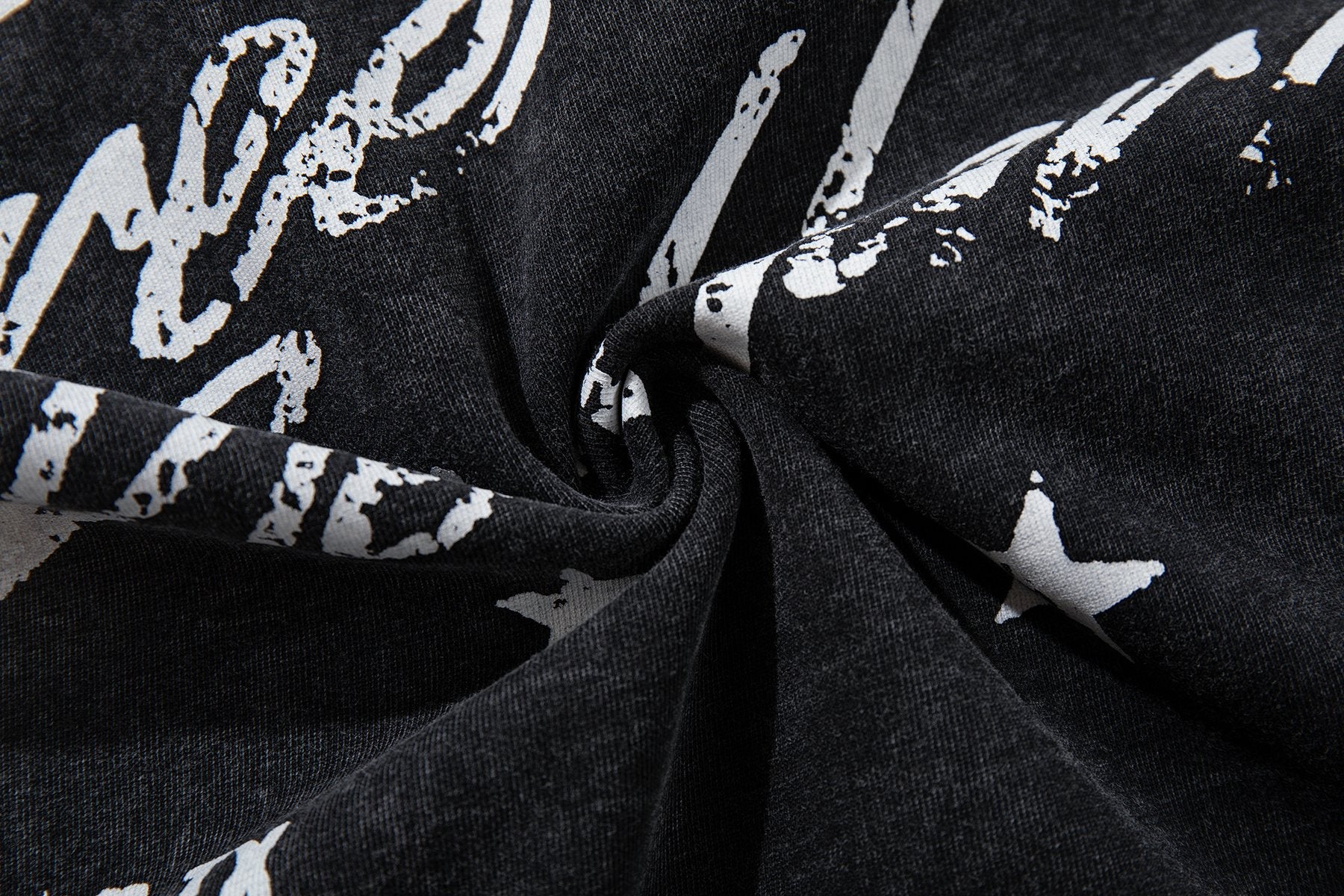 MAJESTIK Washed Black Tour Graphic T-Shirt — fabric_closeup