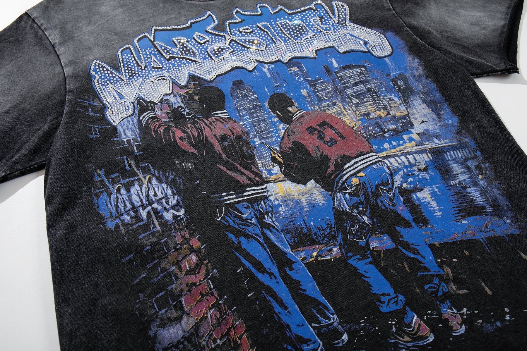 MAJESTIK Washed Black Tour Graphic T-Shirt — detail