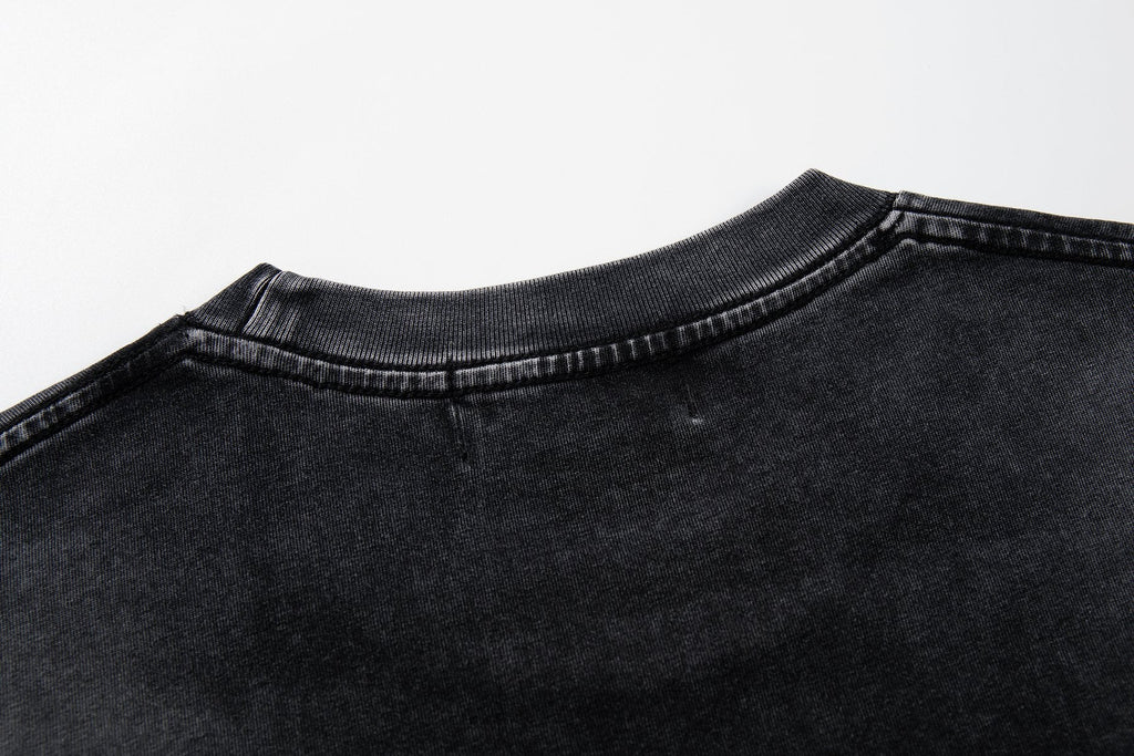 MAJESTIK Washed Black Astronaut Rose Graphic T-Shirt — detail