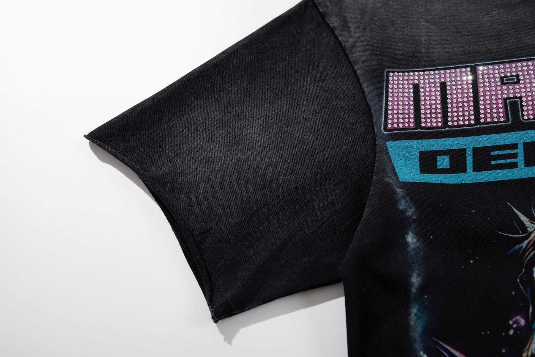 MAJESTIK Washed Black Horse Graphic T-Shirt — detail