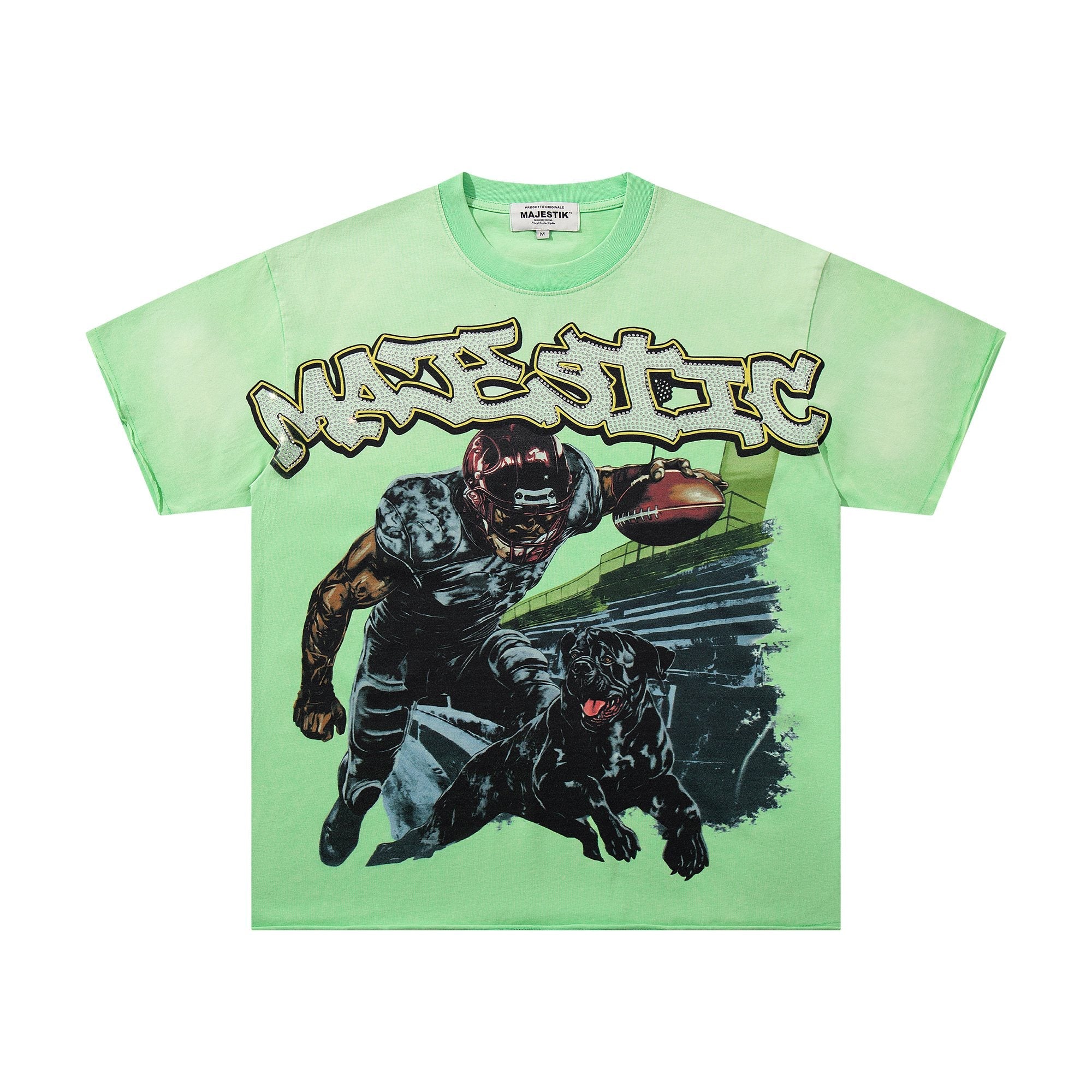 MAJESTIK Mint Green Football Graphic T-Shirt — hero