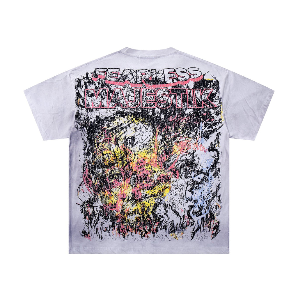 MAJESTIK Distressed Rhinestone Graphic T-Shirt — back