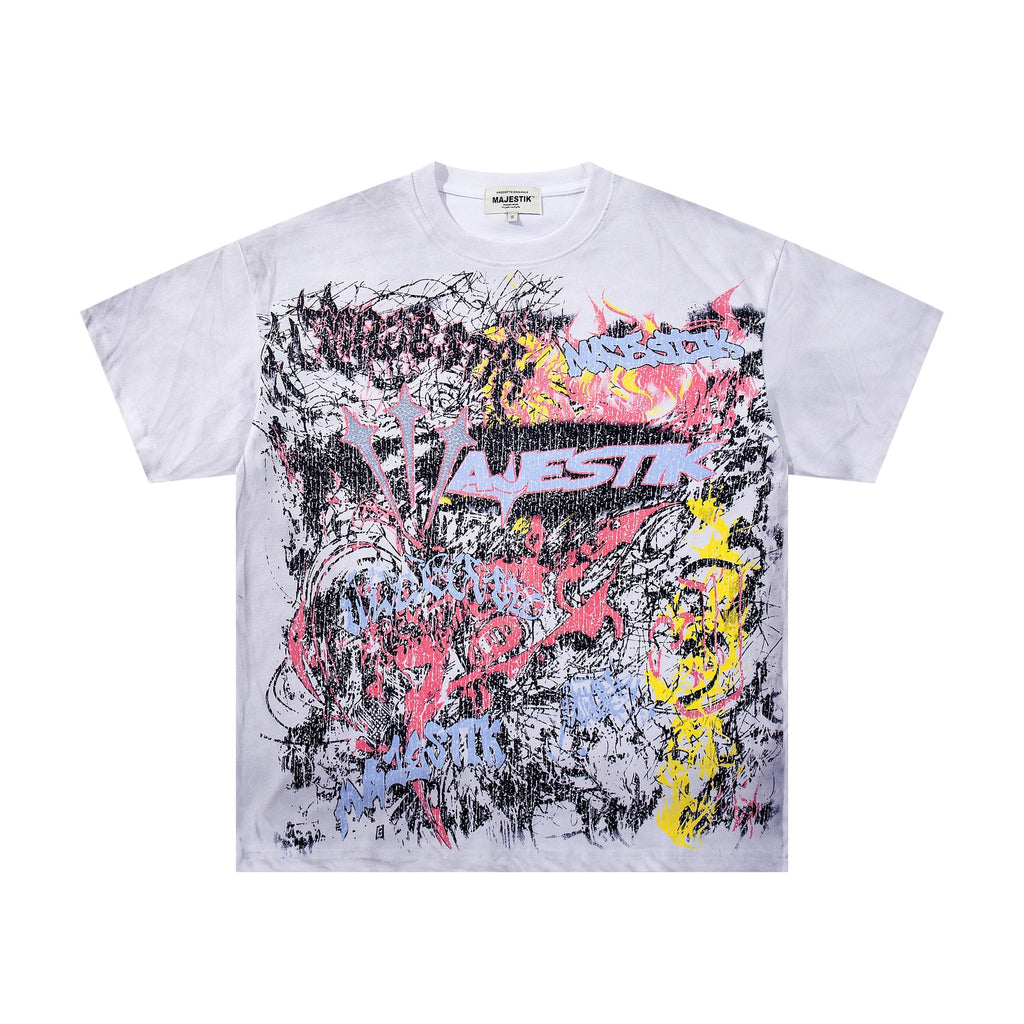 MAJESTIK Distressed Rhinestone Graphic T-Shirt — hero