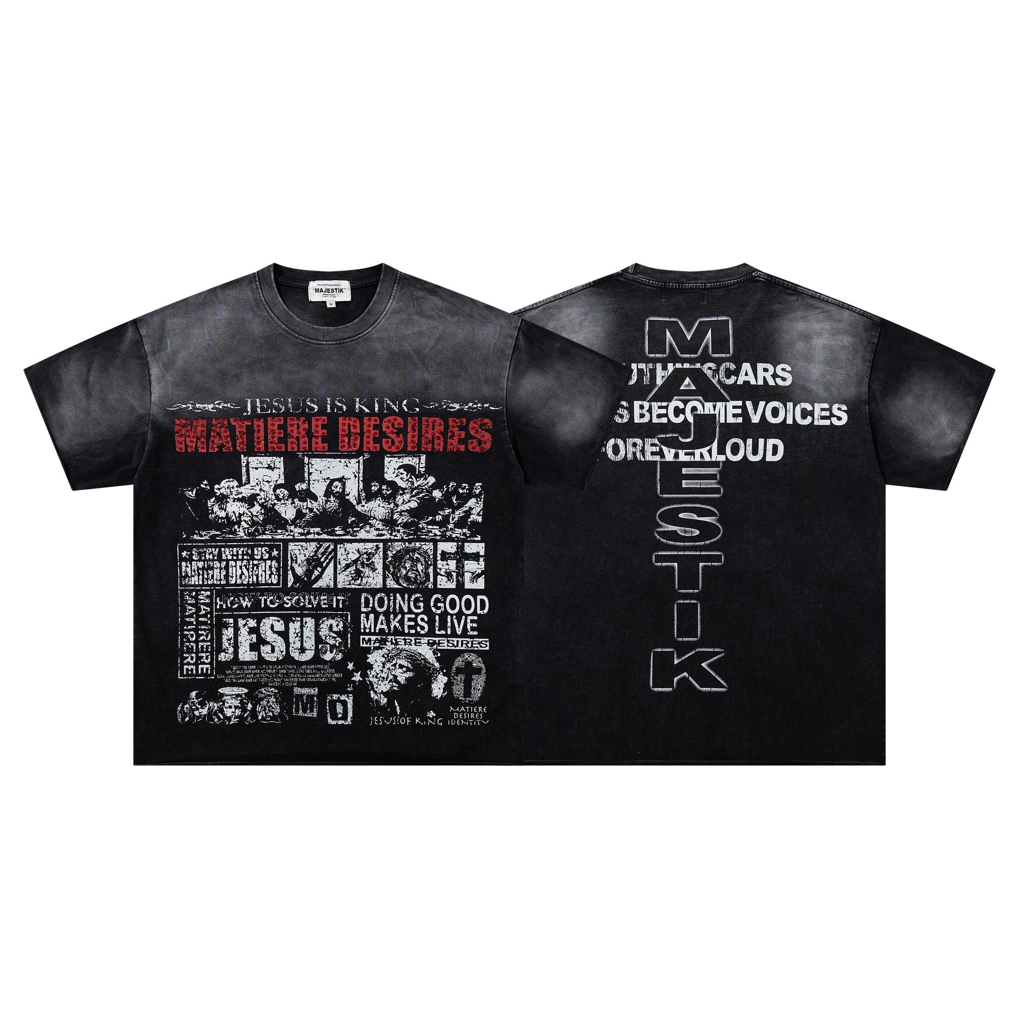 MAJESTIK Washed Black Distressed Graphic T-Shirt — hero