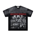 MAJESTIK Washed Black Distressed Graphic T-Shirt — front