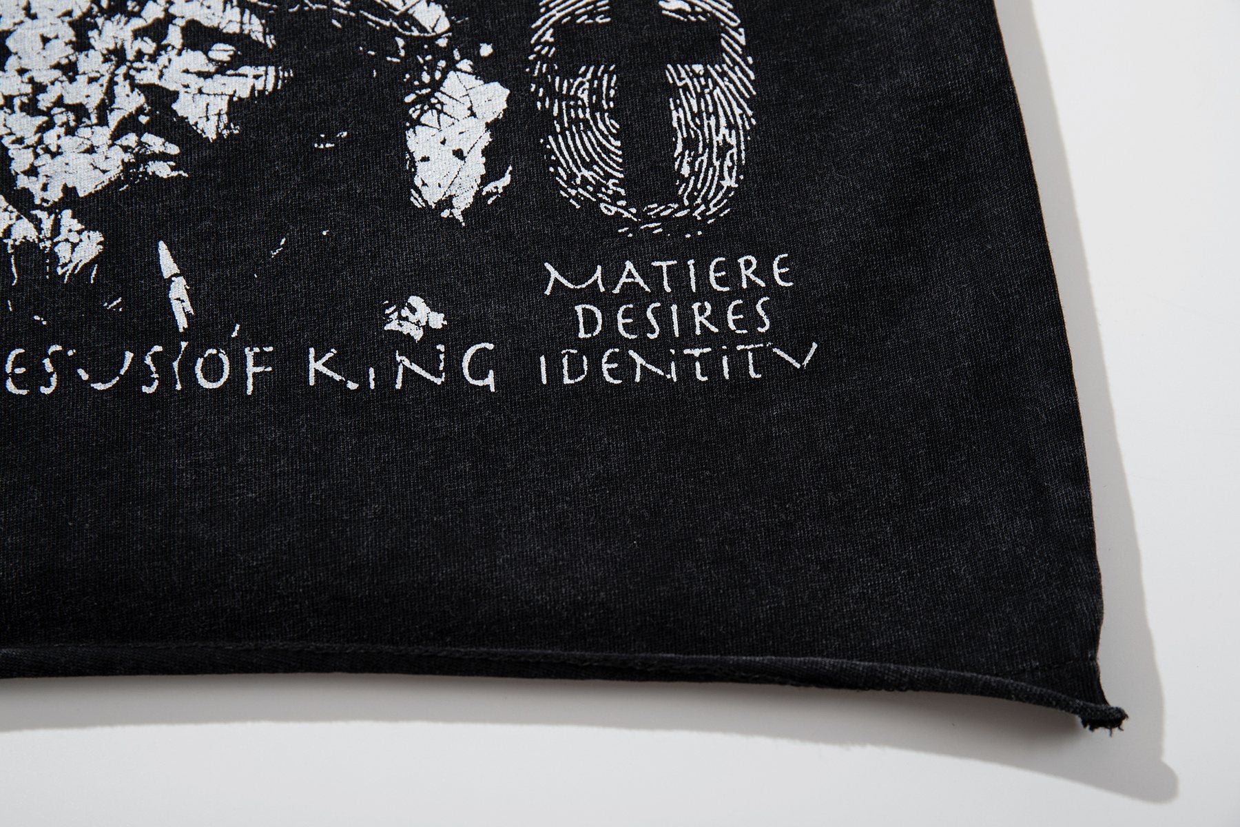 MAJESTIK Washed Black Distressed Graphic T-Shirt — detail