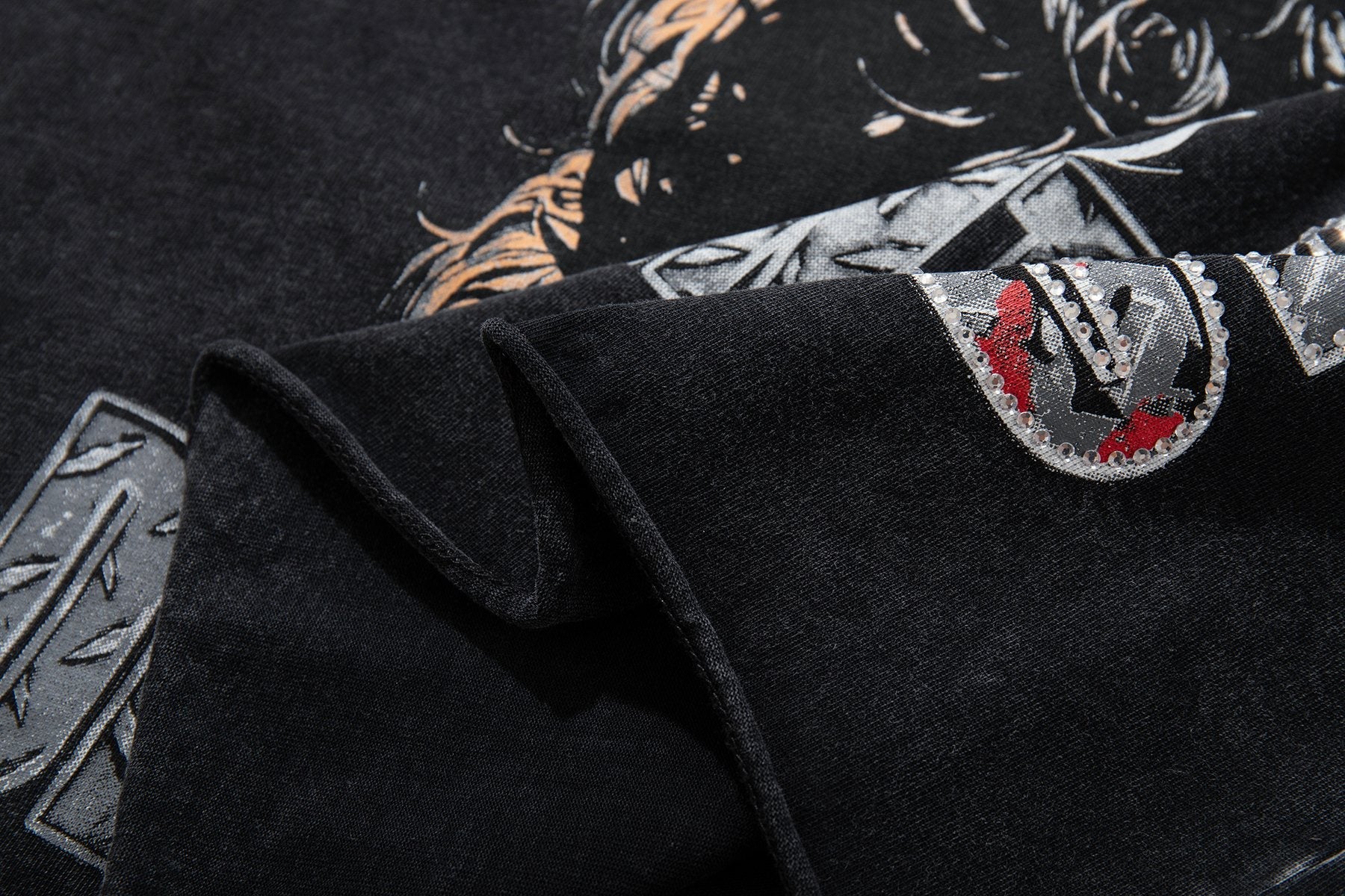MAJESTIK Washed Black Graphic T-Shirt — detail