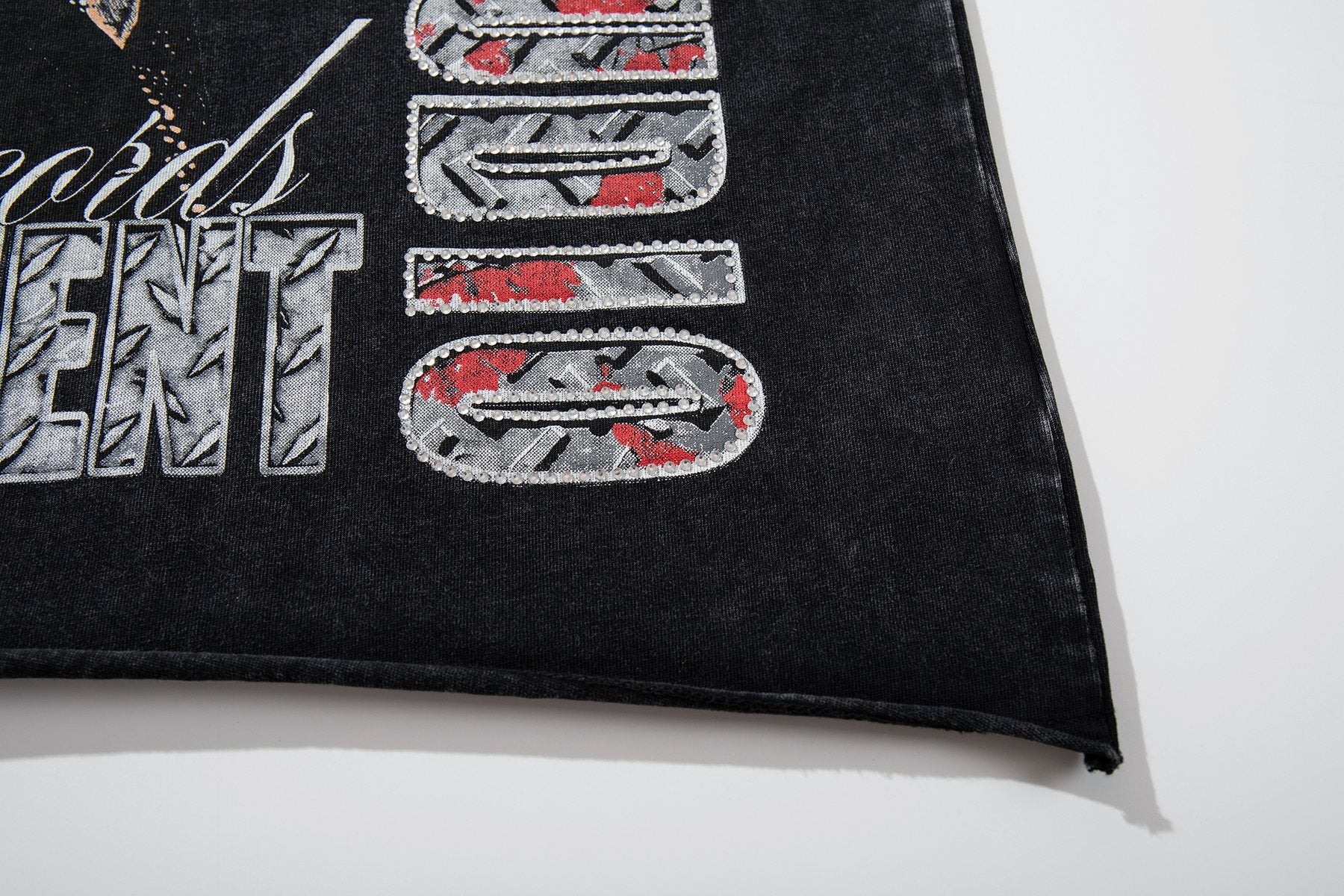 MAJESTIK Washed Black Graphic T-Shirt — detail