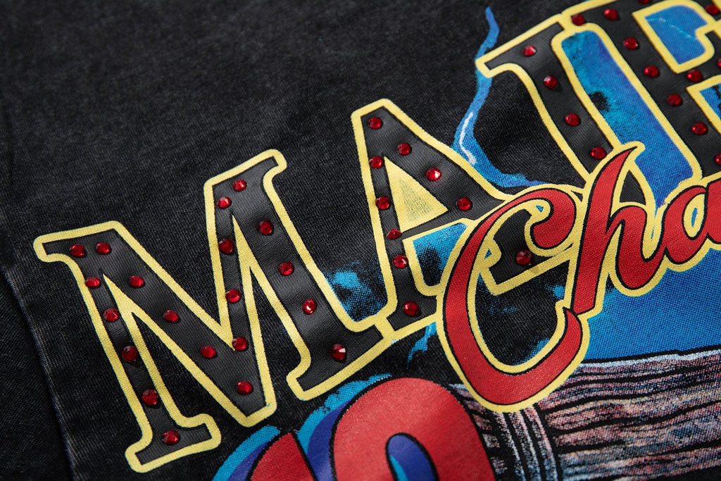 MAJESTIK Washed Black Boxing Graphic T-Shirt — detail