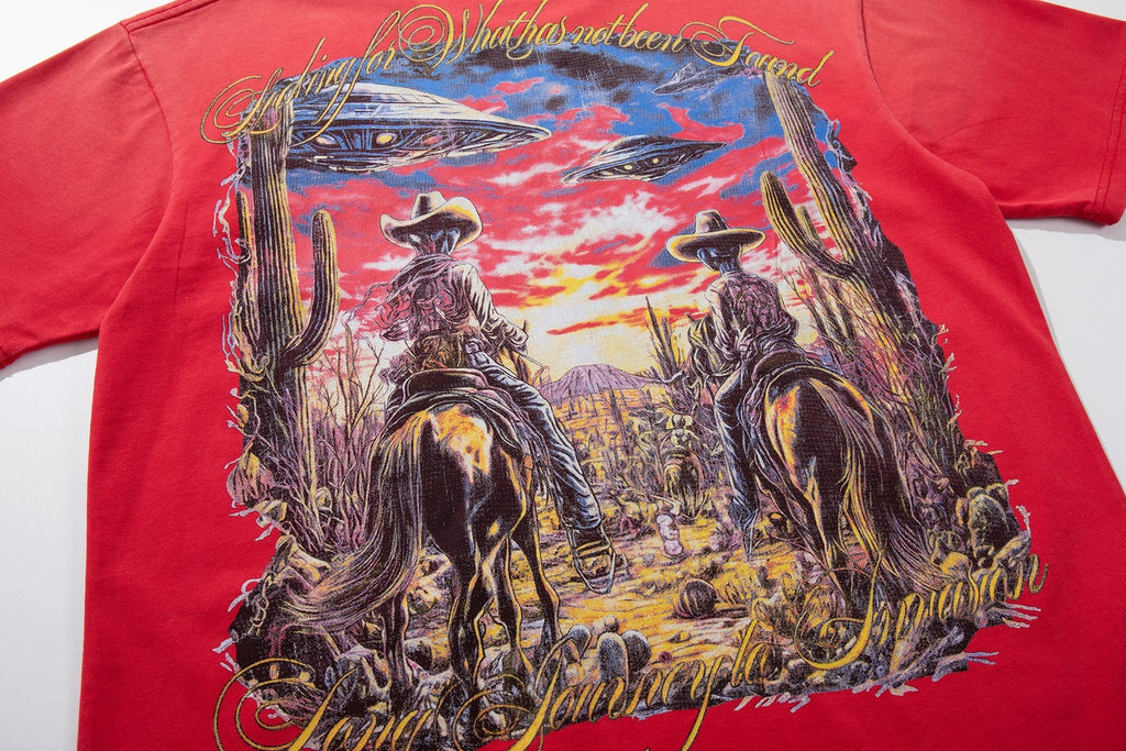 MAJESTIK Western Horse Graphic T-Shirt — detail