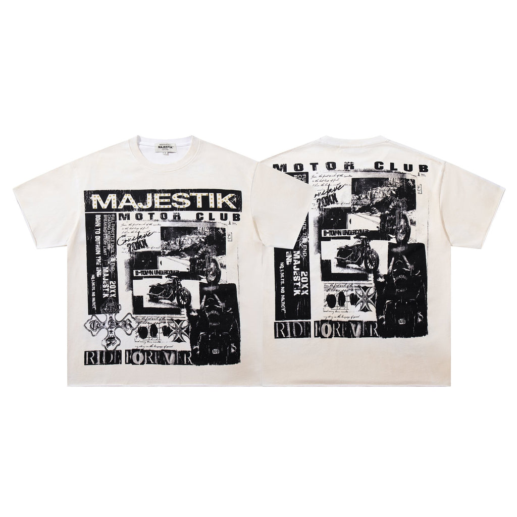 MAJESTIK Distressed Rhinestone Graphic T-Shirt — hero