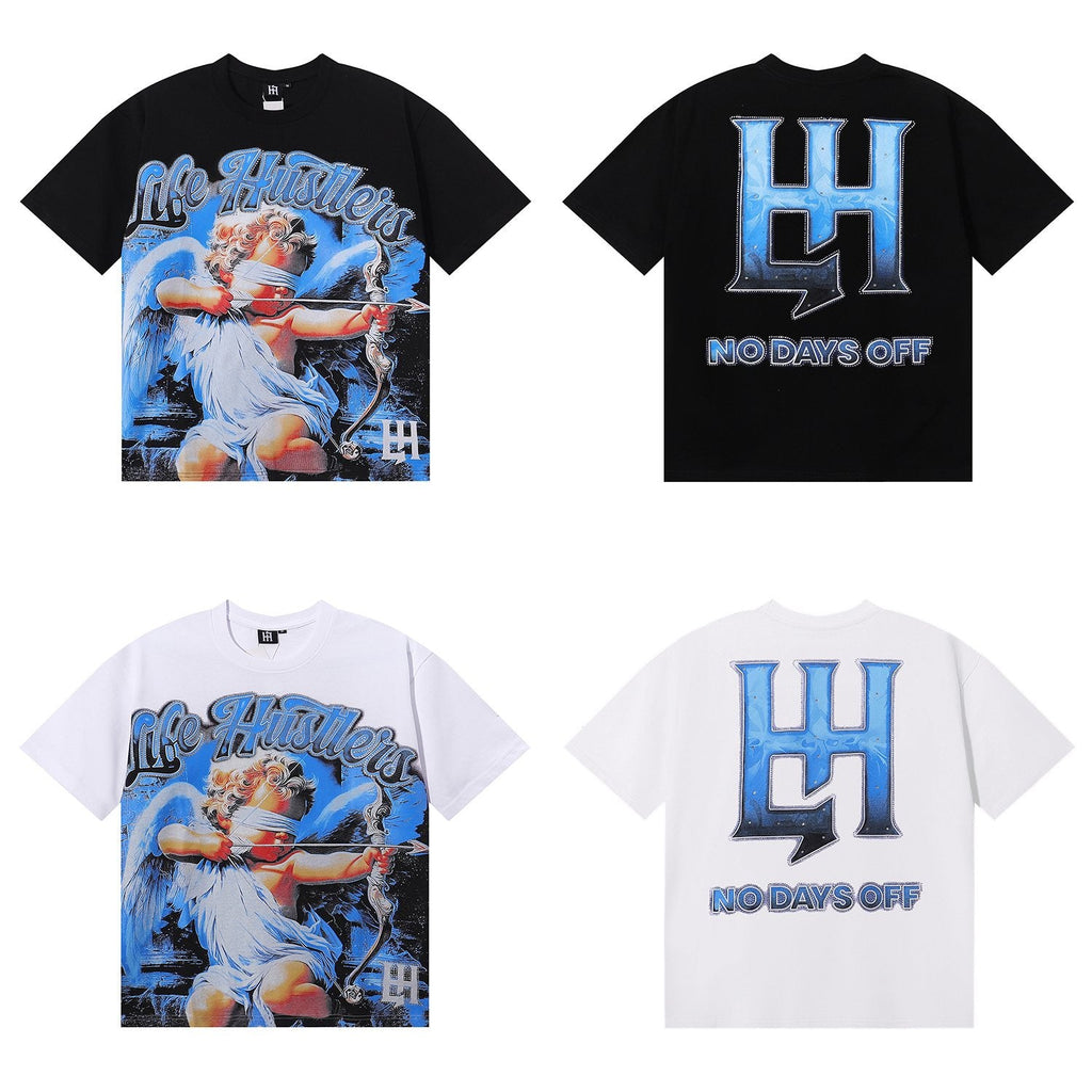 Life Hustlere Masked Angel Archer Graphic T-Shirt — comparison