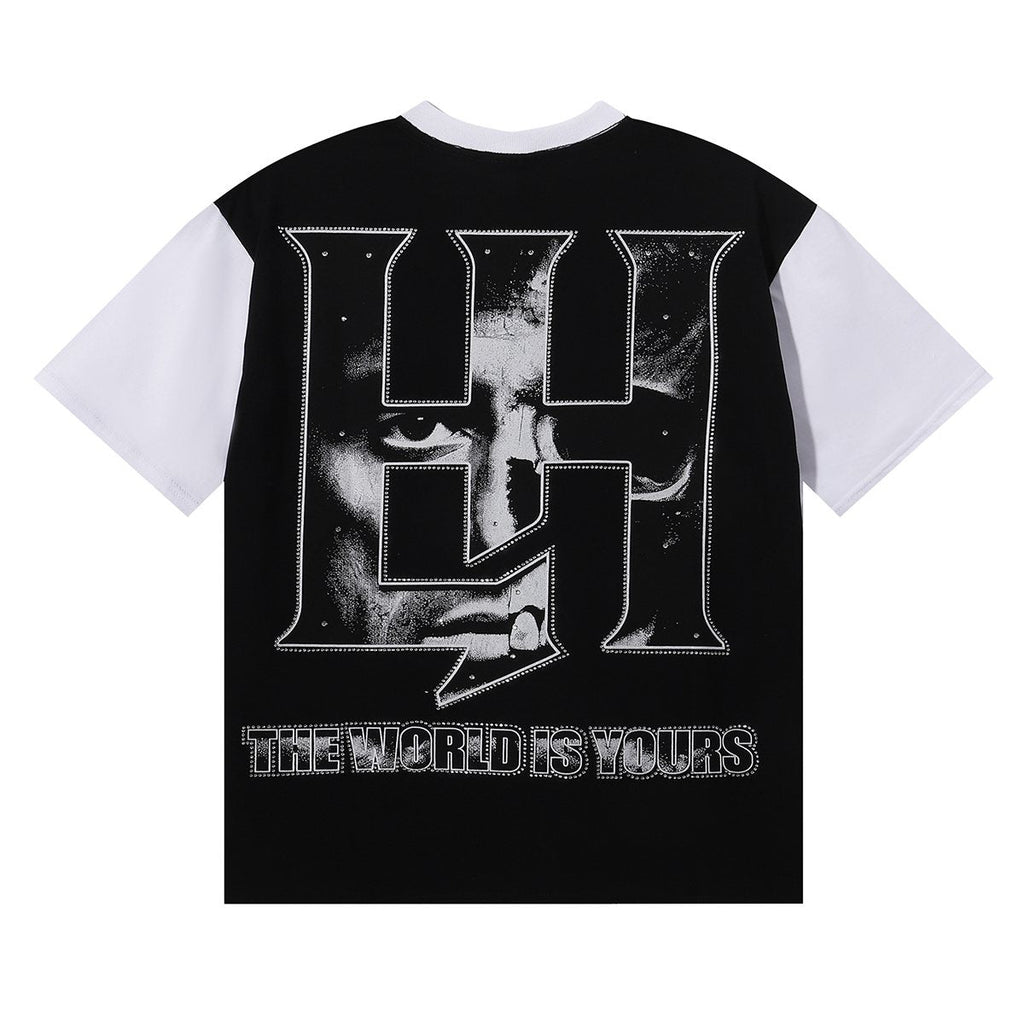 Life Hustlere Scarface Portrait Graphic Color-Block T-Shirt — back