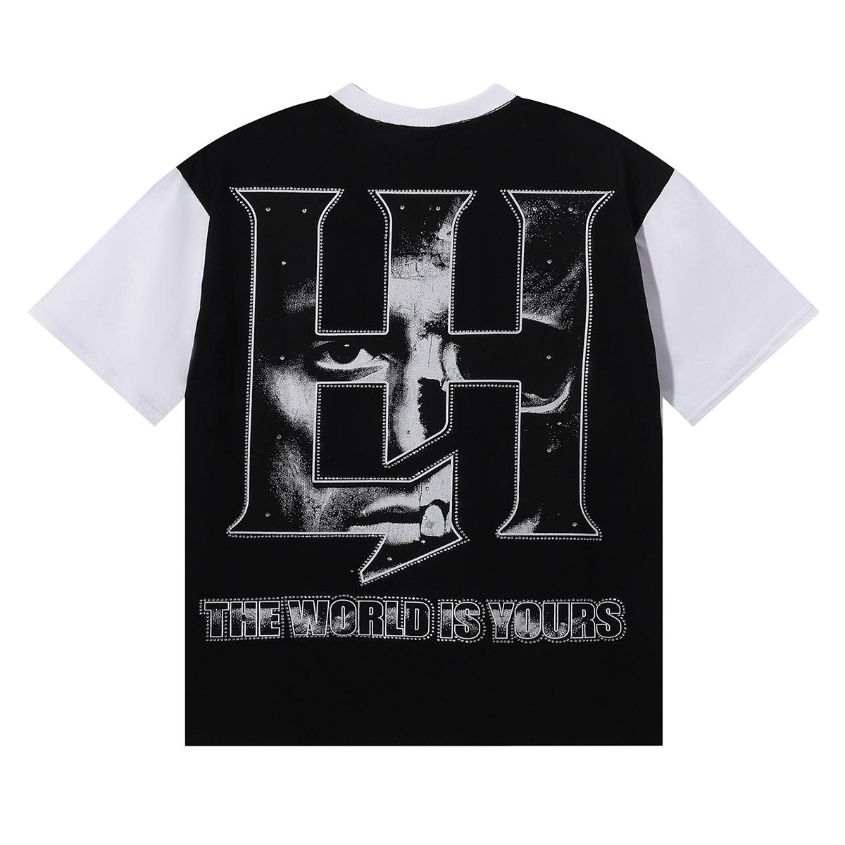 Life Hustlere Scarface Portrait Graphic Color-Block T-Shirt — back