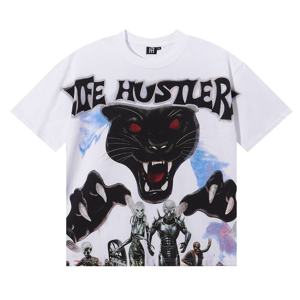 Life Hustlere Rhinestone Panther Graphic T-Shirt — hero