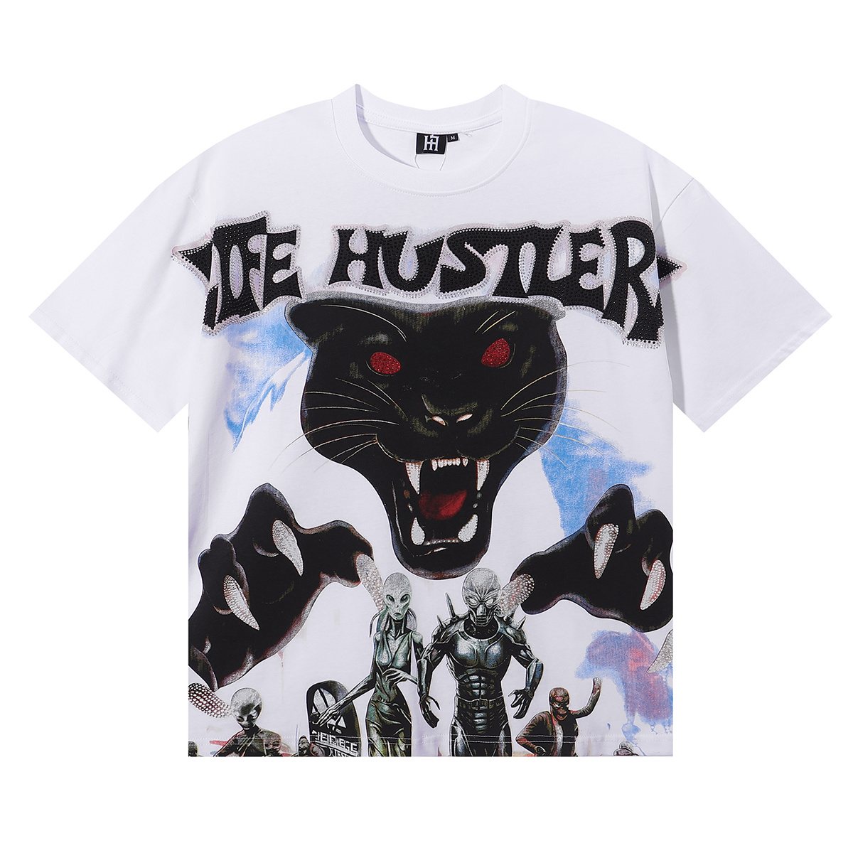Life Hustlere Rhinestone Panther Graphic T-Shirt — hero