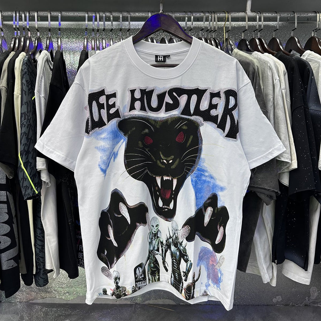Life Hustlere Rhinestone Panther Graphic T-Shirt — context