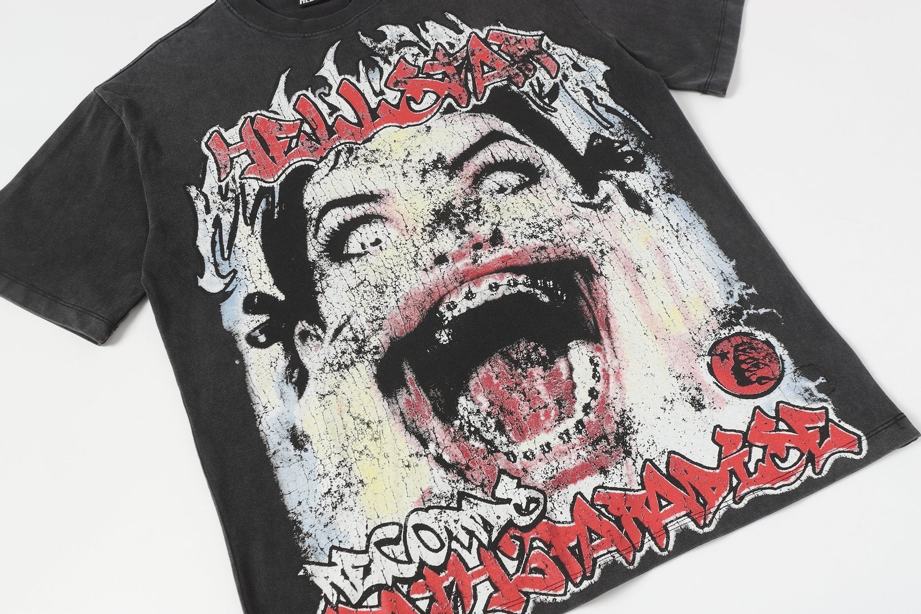 Hellstar Distressed Graphic Short-Sleeve T-Shirt — detail