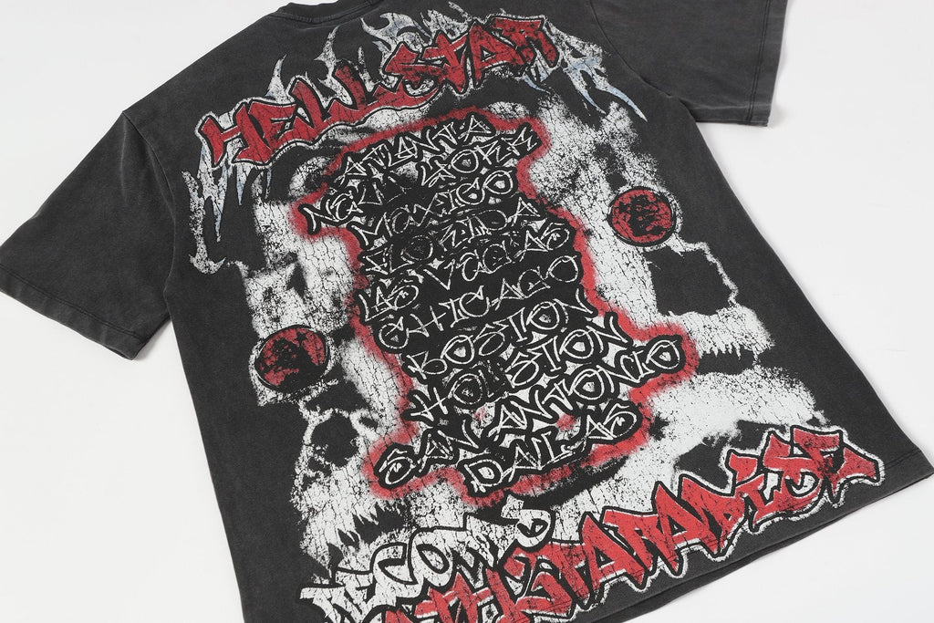 Hellstar Distressed Graphic Short-Sleeve T-Shirt — detail