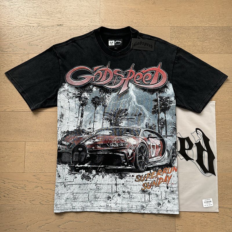 Godspeed Out of Many, One Washed Black Graphic T-Shirt — context