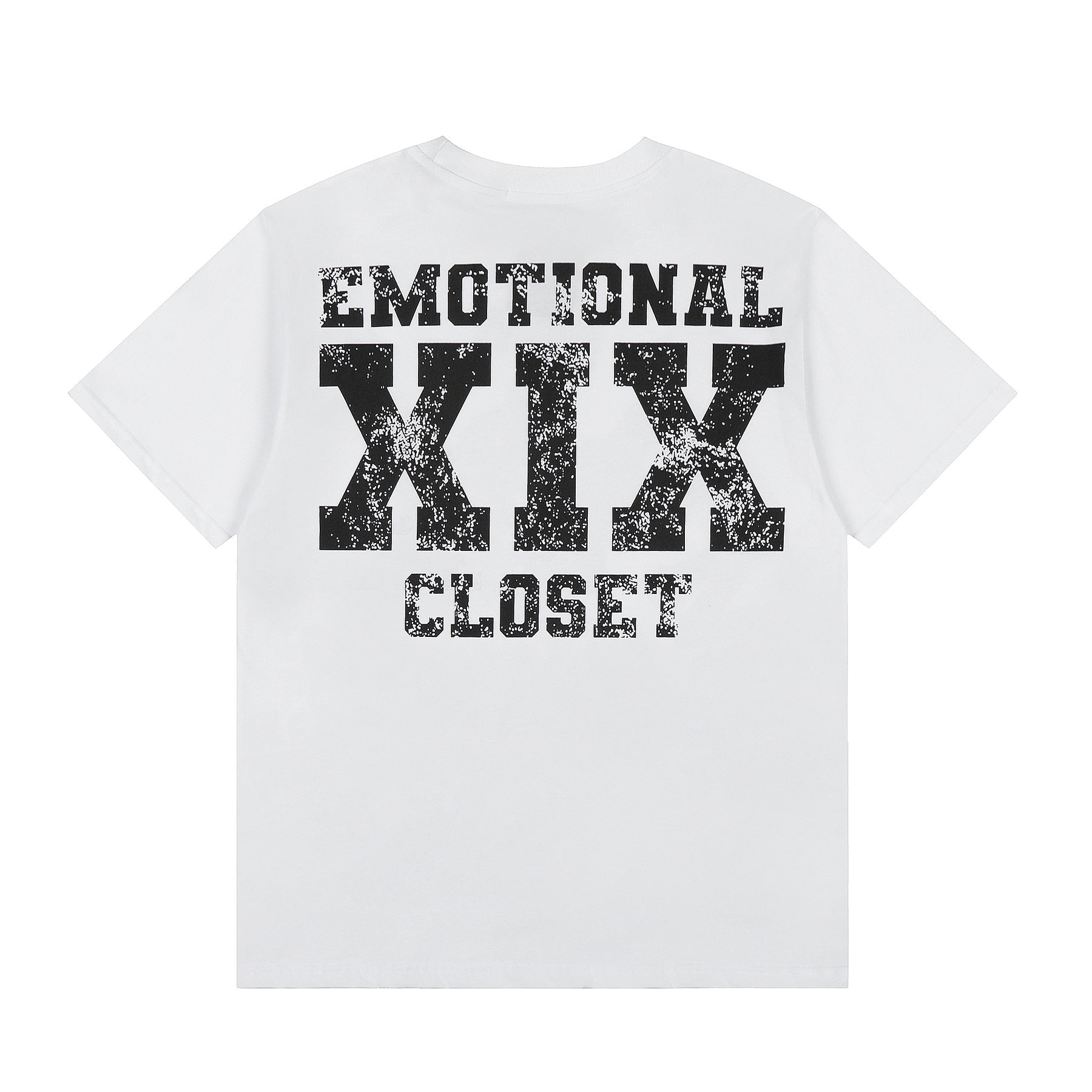MIXED EMOTION Distressed Skull Graphic T-Shirt — back