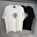 MIXED EMOTION Cross Graphic Distressed T-Shirt — front