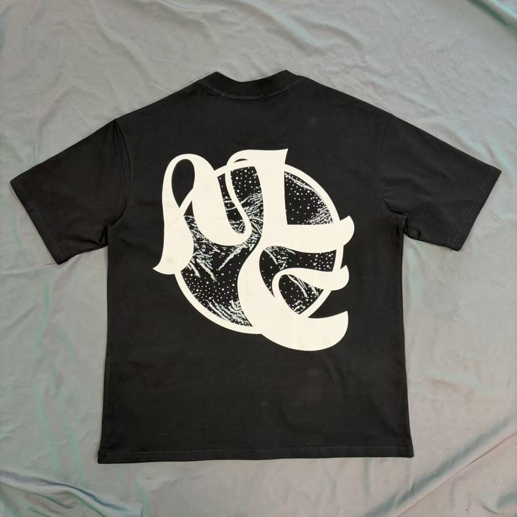 MIXED EMOTION Black Cherub Abstract Graphic T-Shirt — back