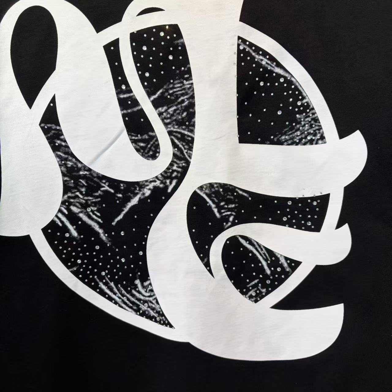 MIXED EMOTION Black Cherub Abstract Graphic T-Shirt — detail