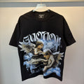 MIXED EMOTION Black Cherub Abstract Graphic T-Shirt — hero