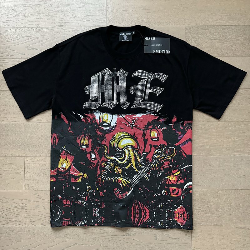 MIXED EMOTION Gothic Illustrated Graphic T-Shirt — front
