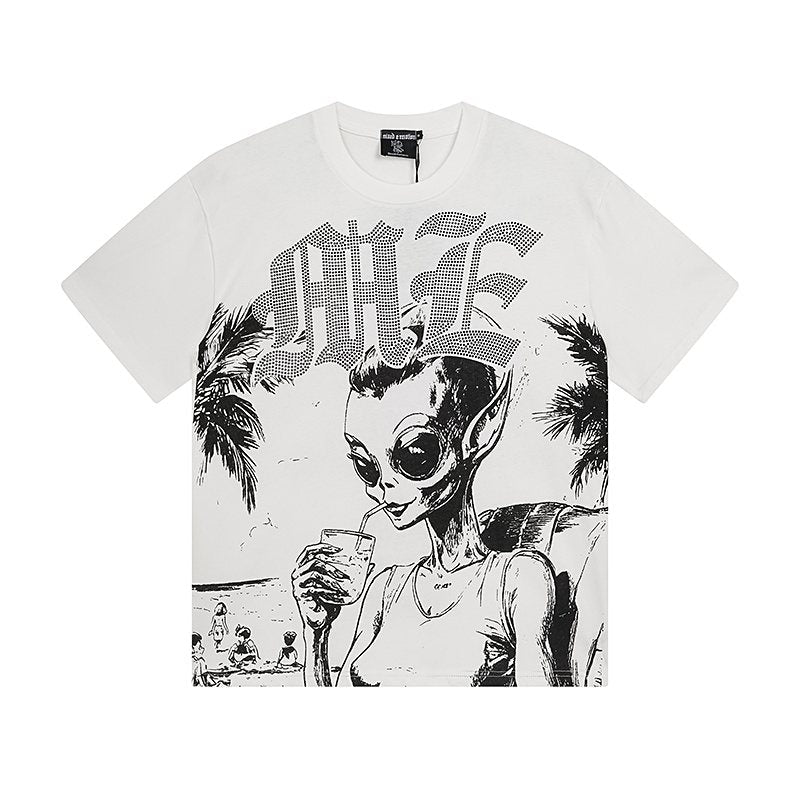 Mixed Emotions Alien Palm Tree Graphic T-Shirt — hero