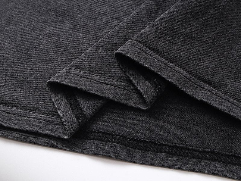 MIXED EMOTION Washed Black Distressed Graphic T-Shirt — detail