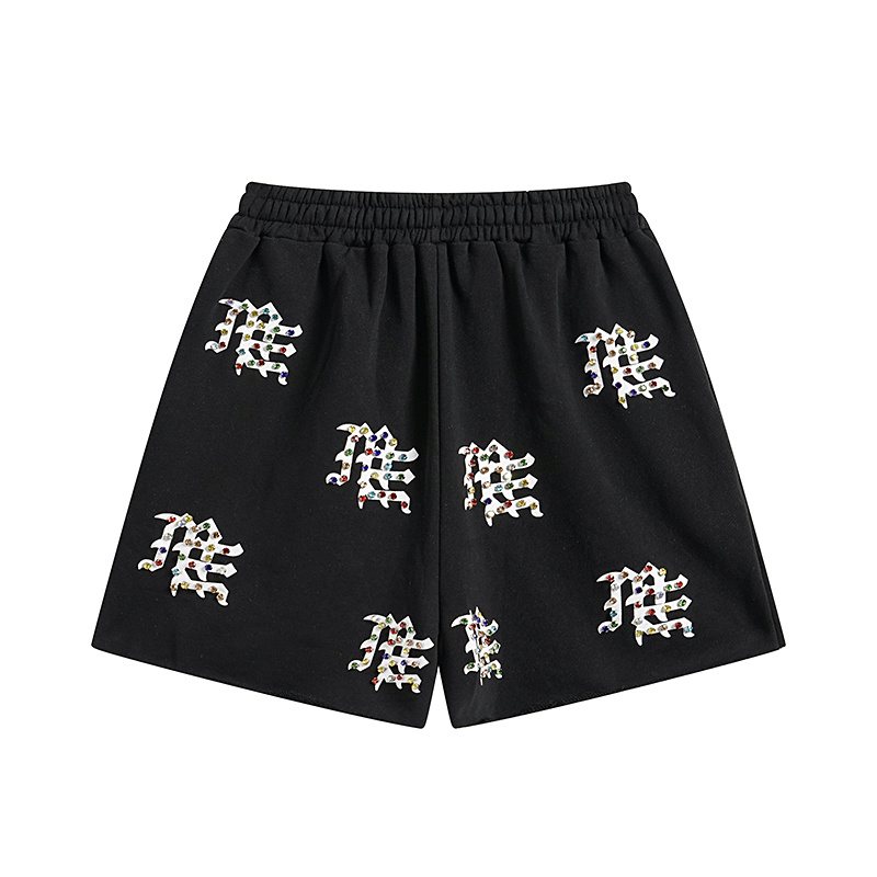 MIXED EMOTION Multicolor Rhinestone Graphic Shorts — back