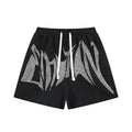 MIXED EMOTION Rhinestone Graphic Raw-Hem Shorts — hero
