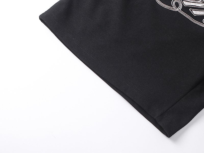 MIXED EMOTION Embroidered Drawstring Shorts — detail