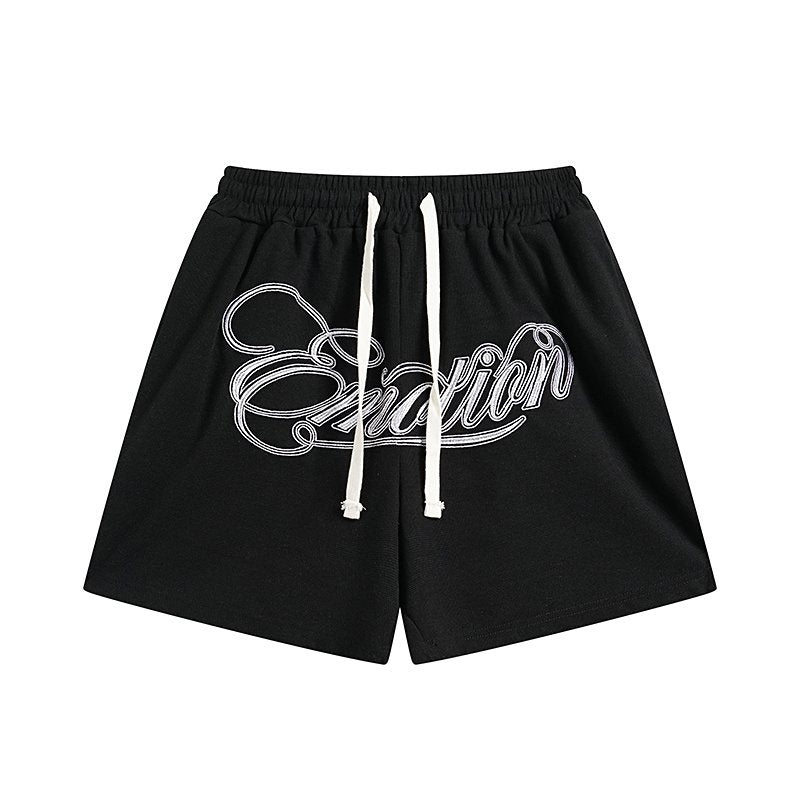 MIXED EMOTION Embroidered Drawstring Shorts — hero