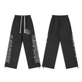 MIXED EMOTION Black Graphic Drawstring Pants — hero