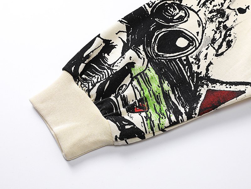 MIXED EMOTION Distressed Graphic Long-Sleeve T-Shirt — detail