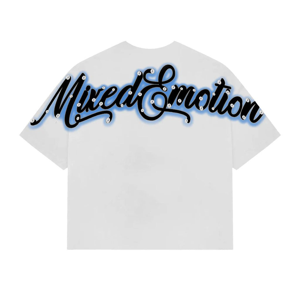MIXED EMOTION Blue Angel Rhinestone Graphic T-Shirt — back
