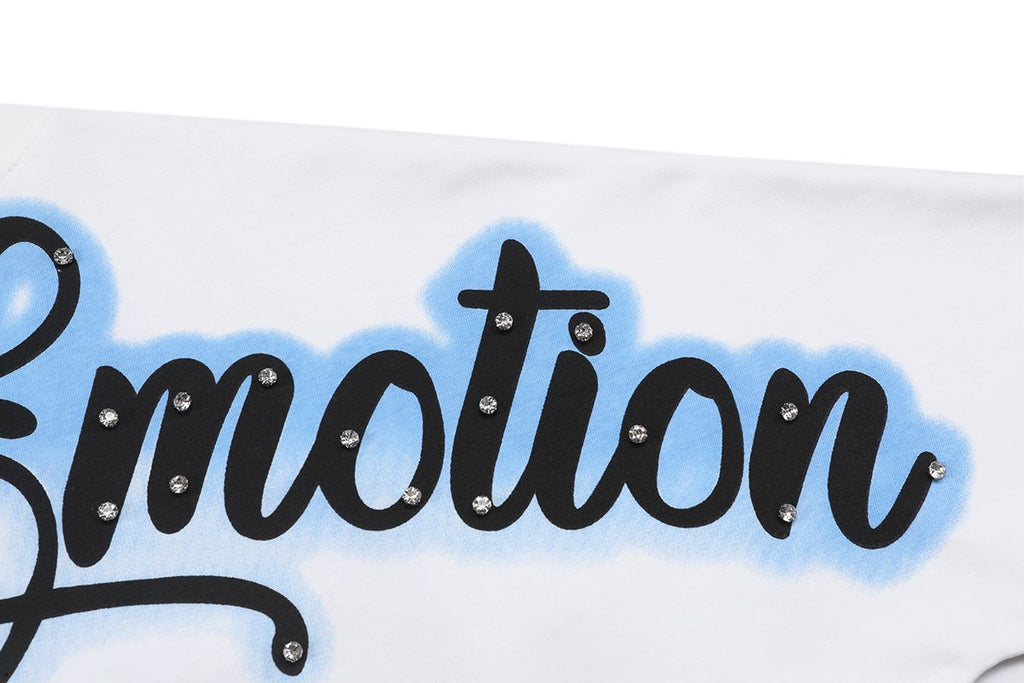 MIXED EMOTION Blue Angel Rhinestone Graphic T-Shirt — detail