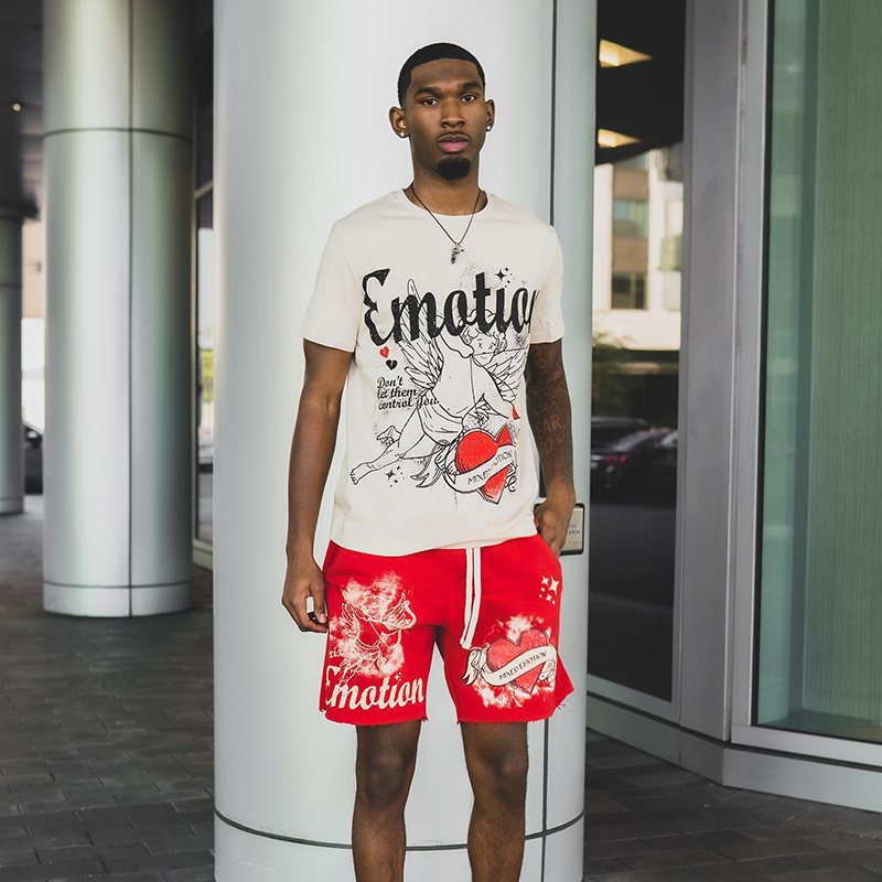 MIXED EMOTION White/Red Graphic T-Shirt & Shorts Set — hero
