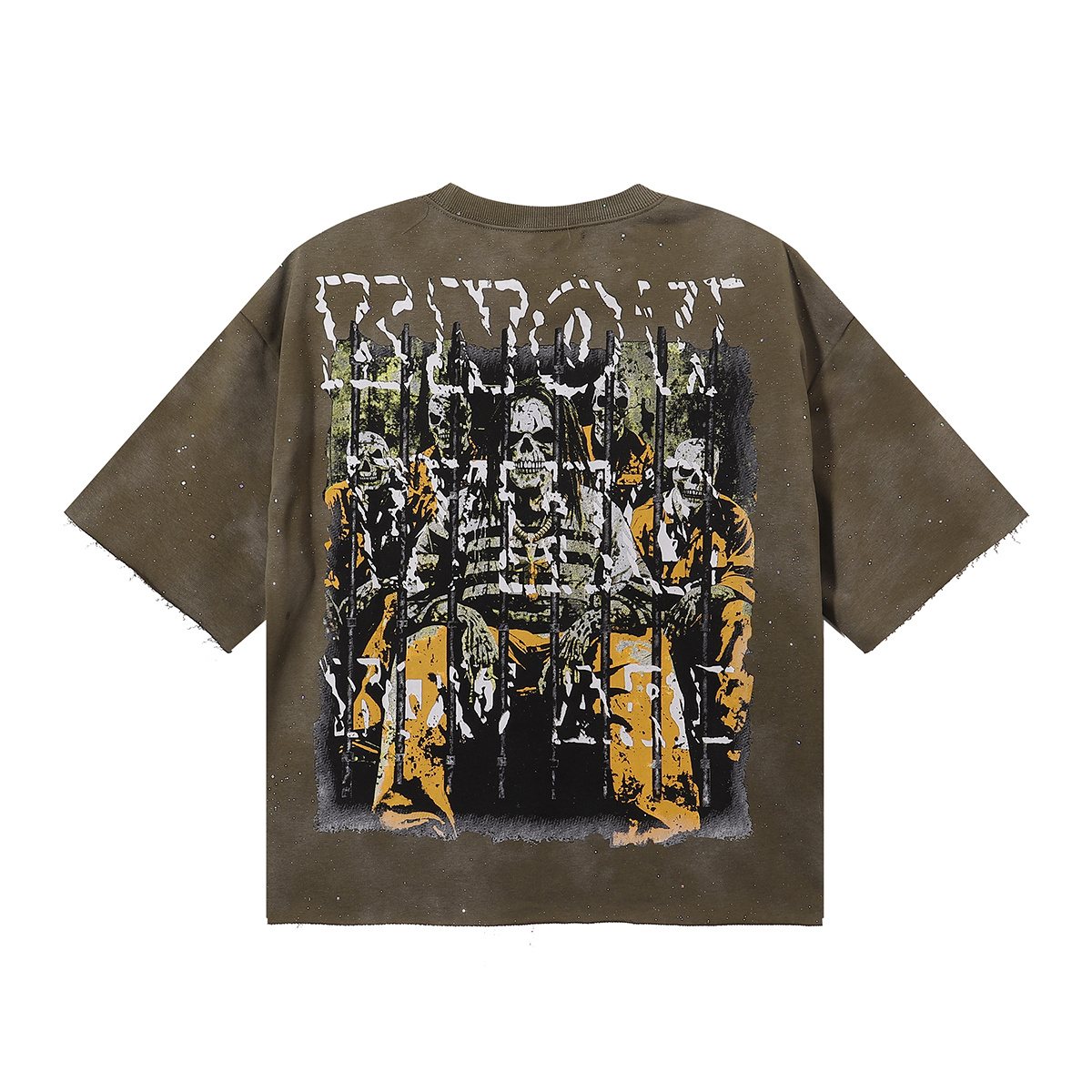 BKYS Revival No Discipline Rhinestone Skull Graphic Cropped T-Shirt — back