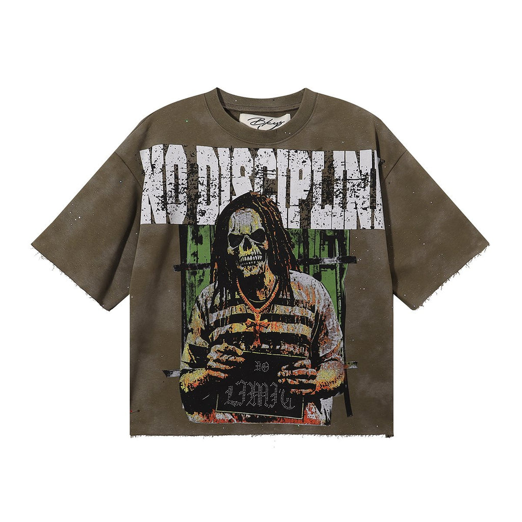 BKYS Revival No Discipline Rhinestone Skull Graphic Cropped T-Shirt — hero