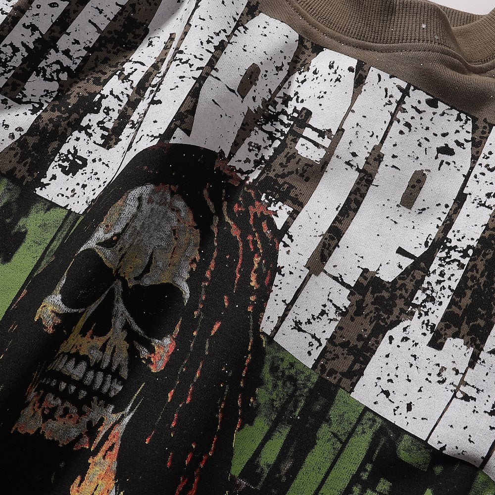 BKYS Revival No Discipline Rhinestone Skull Graphic Cropped T-Shirt — detail