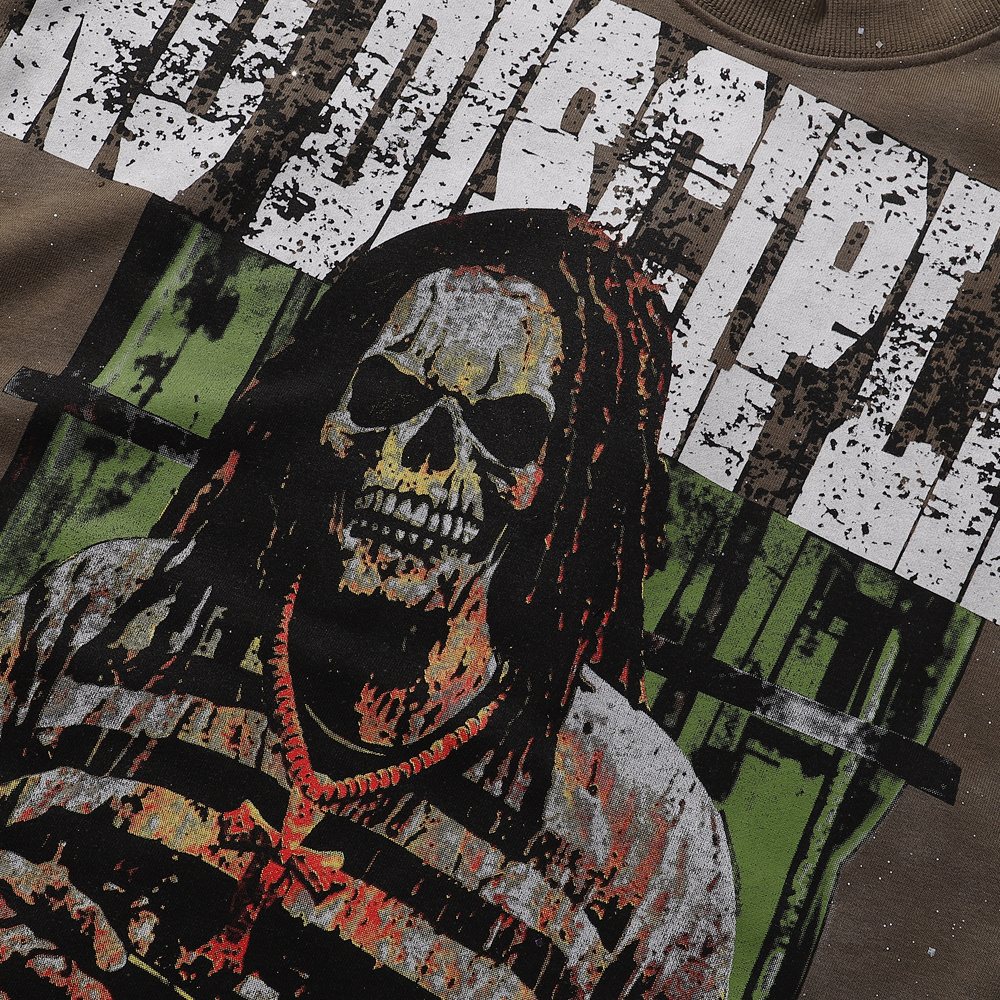 BKYS Revival No Discipline Rhinestone Skull Graphic Cropped T-Shirt — detail