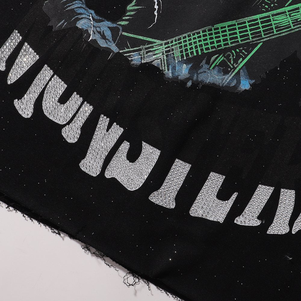 BKYS Revival No Discipline Rhinestone Graphic T-Shirt — detail